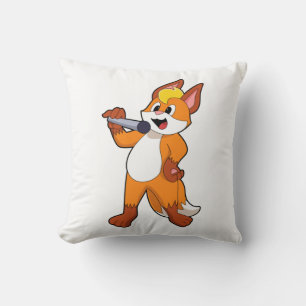 Fox as Singer with Microphone Throw Pillow