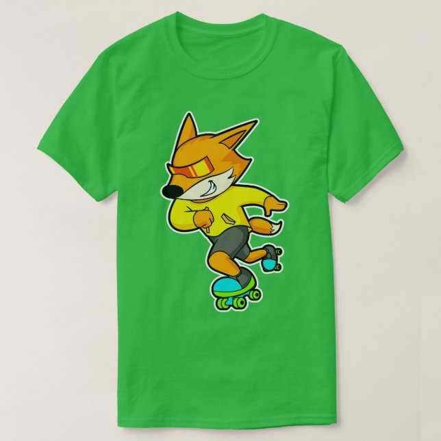 Fox as Skater with Roller skates 1 T-Shirt (Design Front)