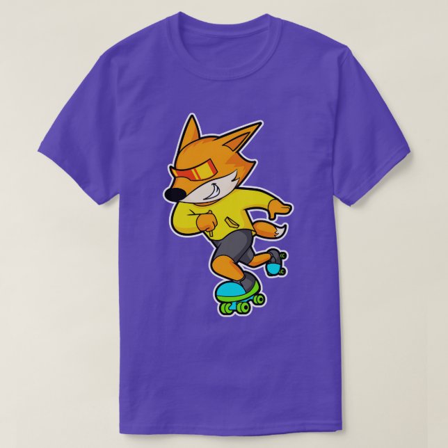 Fox as Skater with Roller skates 2 T-Shirt (Design Front)