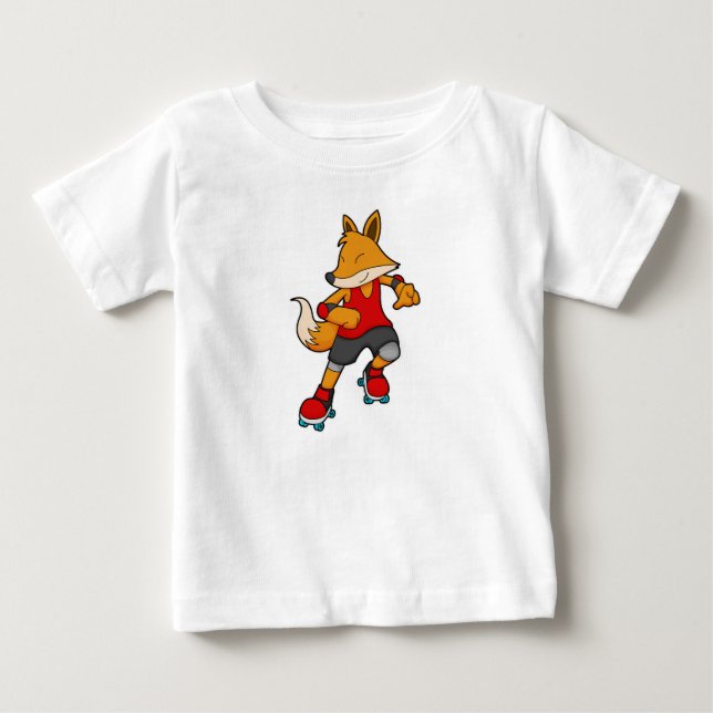 Fox as Skater with Roller skates Baby T-Shirt (Front)