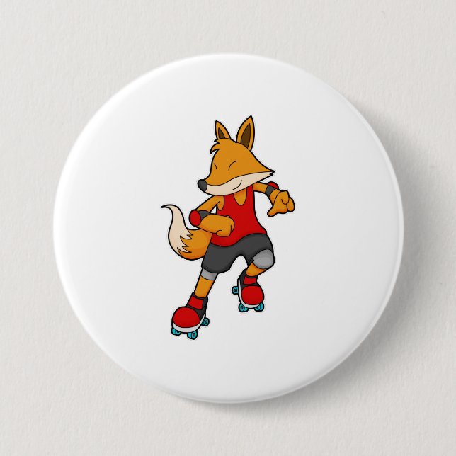 Fox as Skater with Roller skates Button (Front)