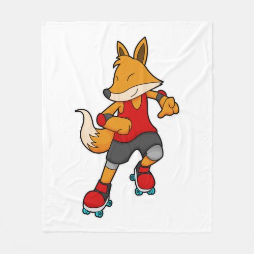 Fox as Skater with Roller skates Fleece Blanket