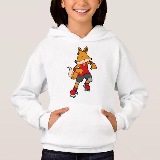 Fox as Skater with Roller skates Hoodie (Front)