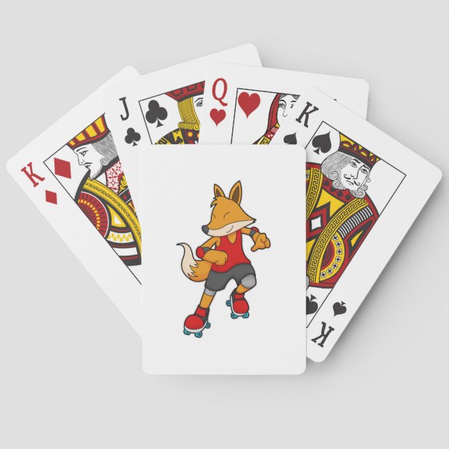 Fox as Skater with Roller skates Poker Cards (Back)