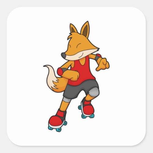 Fox as Skater with Roller skates Square Sticker