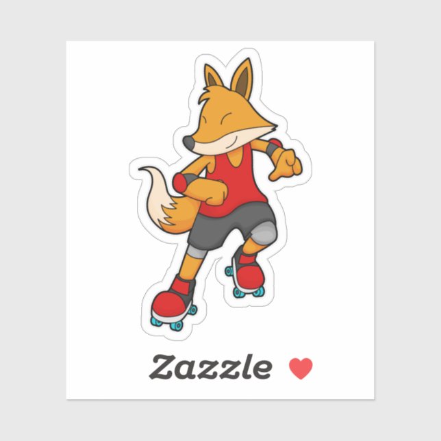 Fox as Skater with Roller skates Sticker (Sheet)
