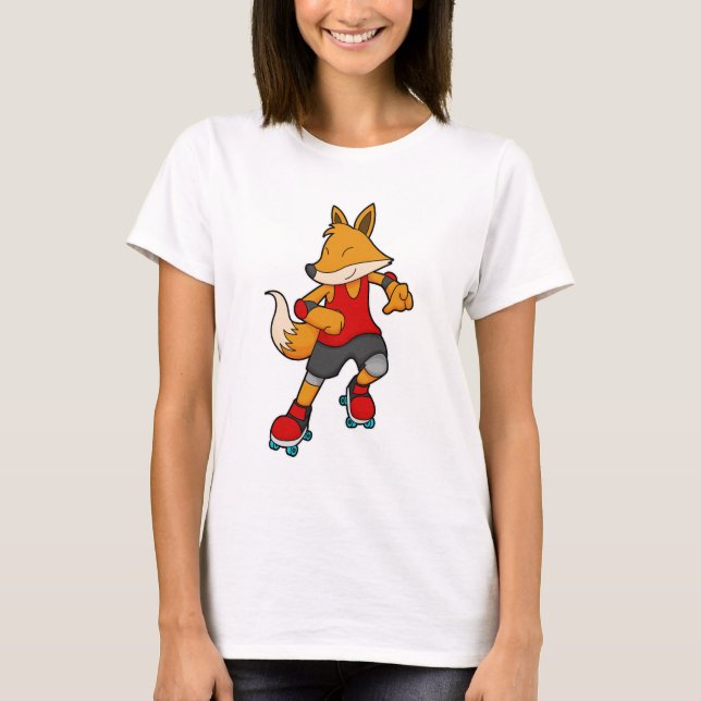 Fox as Skater with Roller skates T-Shirt (Front)