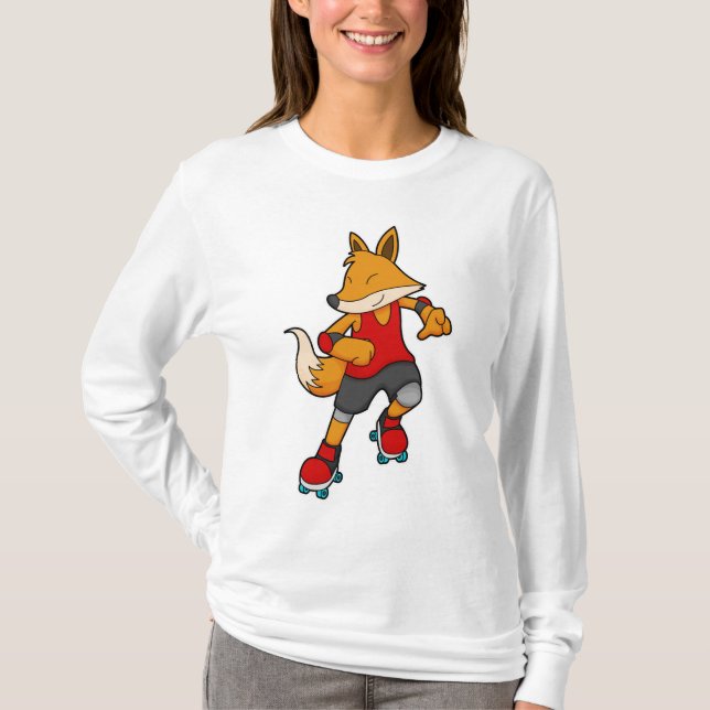 Fox as Skater with Roller skates T-Shirt (Front)