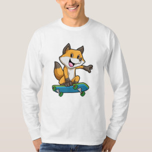 Fox as Skater with Skateboard T-Shirt