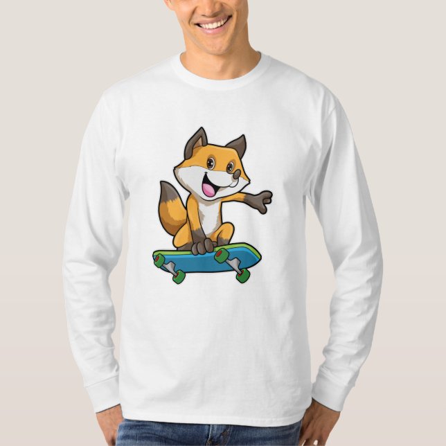 Fox as Skater with Skateboard T-Shirt (Front)