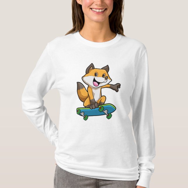 Fox as Skater with Skateboard T-Shirt (Front)