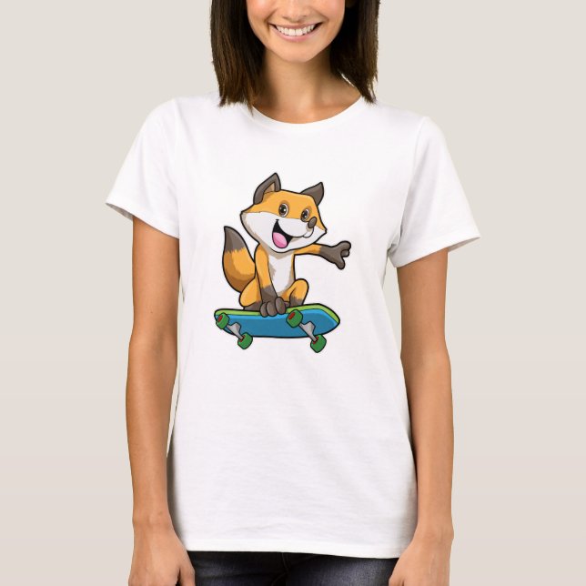 Fox as Skater with Skateboard T-Shirt (Front)