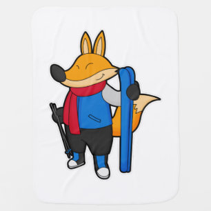 Fox as Skier with Ski Baby Blanket