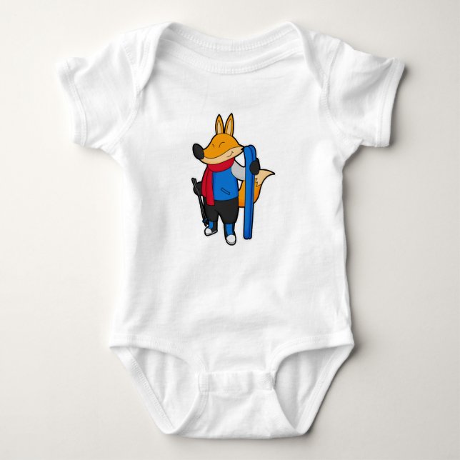 Fox as Skier with Ski Baby Bodysuit (Front)