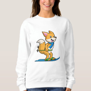 Fox as Skier with Ski & Ski poles Sweatshirt