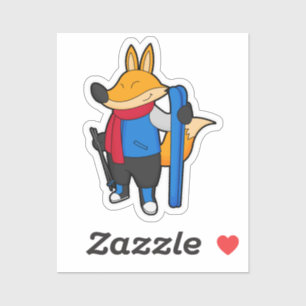 Fox as Skier with Ski Sticker