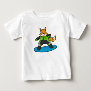 Fox as Snowboarder with Snowboard Baby T-Shirt