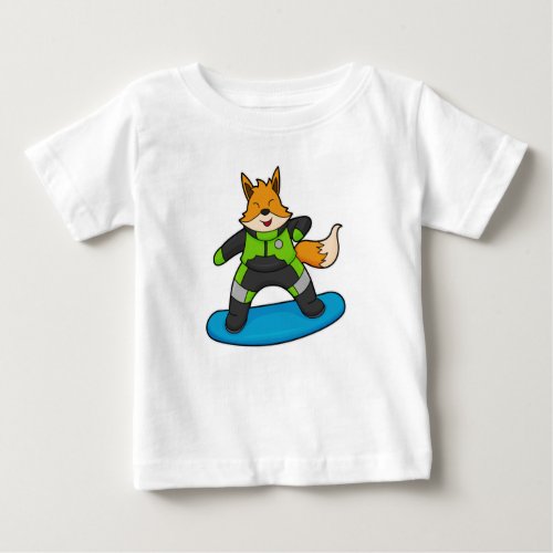 Fox as Snowboarder with Snowboard Baby T_Shirt