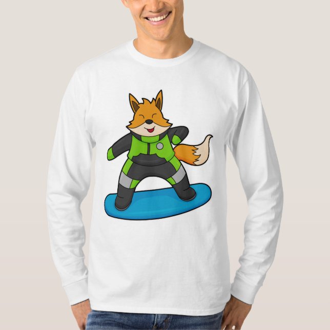 Fox as Snowboarder with Snowboard T-Shirt (Front)