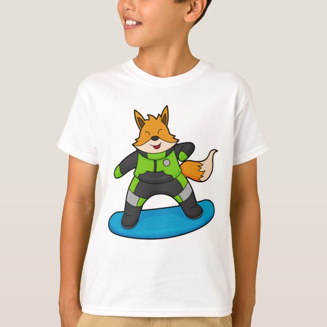 Fox as Snowboarder with Snowboard T-Shirt (Front)