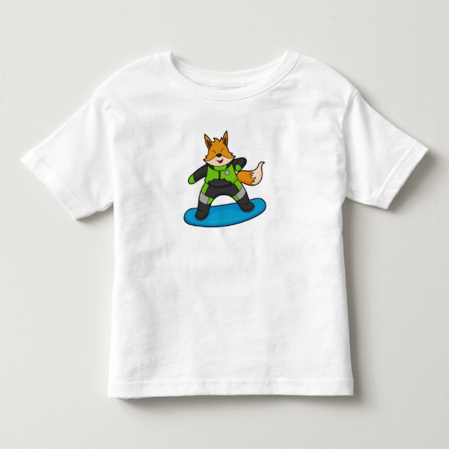 Fox as Snowboarder with Snowboard Toddler T-shirt (Front)