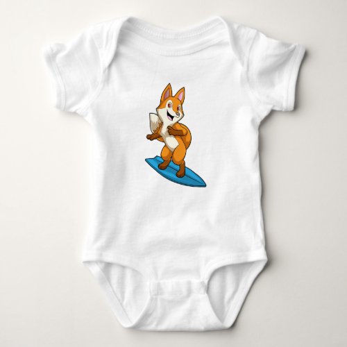 Fox as Surfer with Surfboard Baby Bodysuit