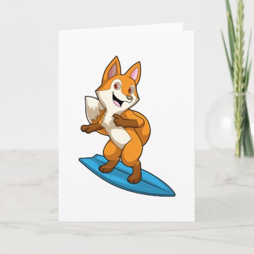 Fox as Surfer with Surfboard Card