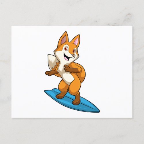 Fox as Surfer with Surfboard Postcard