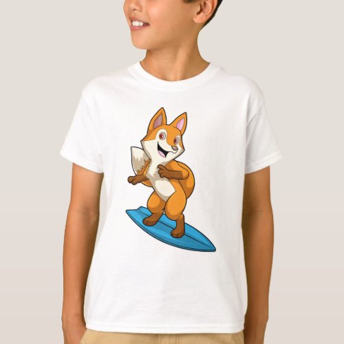 Fox as Surfer with Surfboard T_Shirt