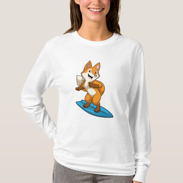 Fox as Surfer with Surfboard T-Shirt (Front)