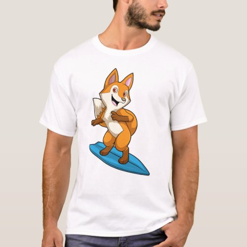 Fox as Surfer with Surfboard T_Shirt