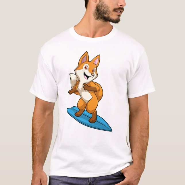 Fox as Surfer with Surfboard T-Shirt (Front)