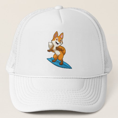 Fox as Surfer with Surfboard Trucker Hat