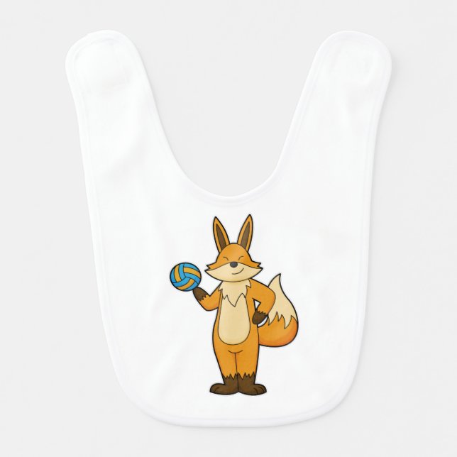Fox as Volleyball player with Volleyball Baby Bib (Front)