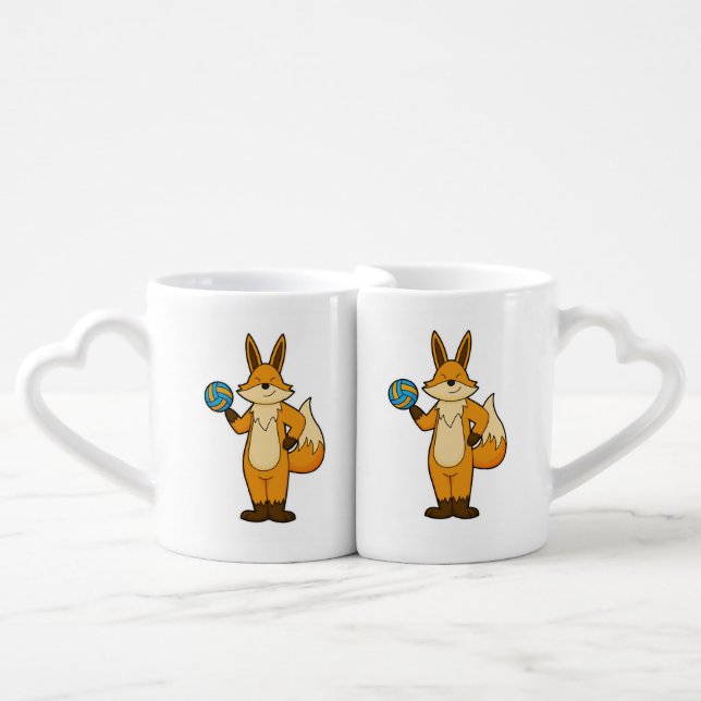Fox as Volleyball player with Volleyball Coffee Mug Set (Front Nesting)