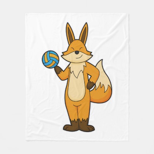 Fox as Volleyball player with Volleyball Fleece Blanket