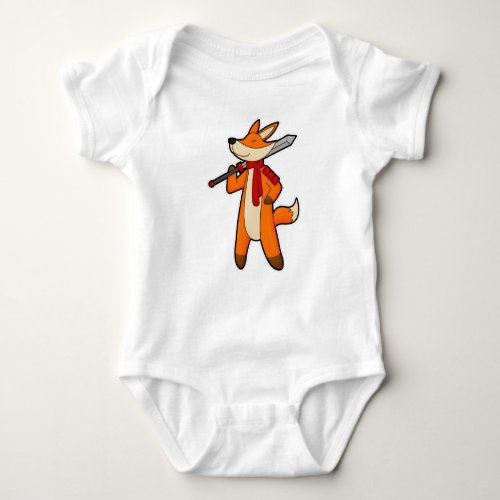 Fox as Warrior with Sword  Scarf Baby Bodysuit