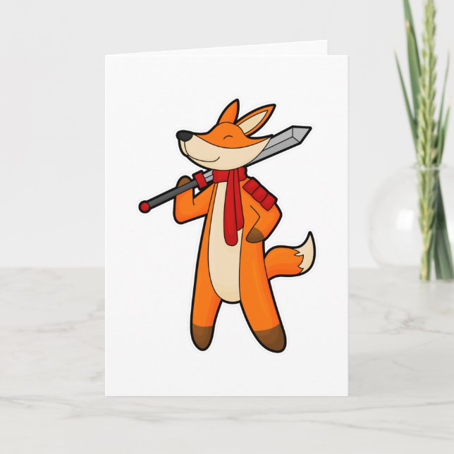 Fox as Warrior with Sword & Scarf Card (Front)