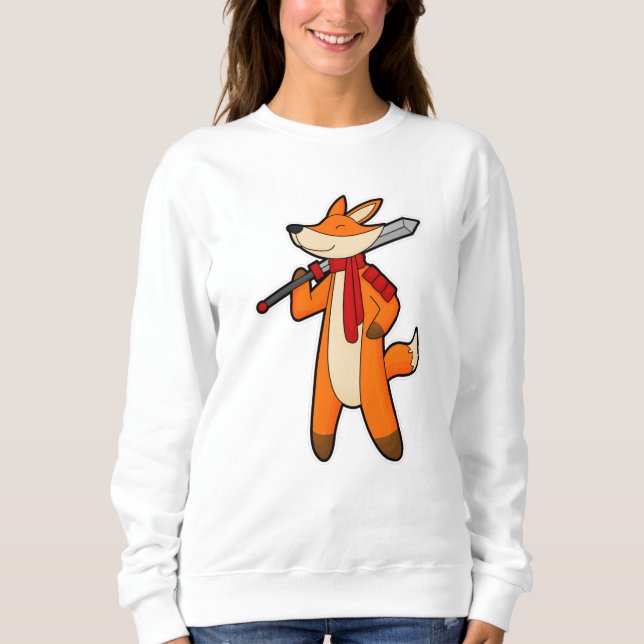 Fox as Warrior with Sword & Scarf Sweatshirt (Front)
