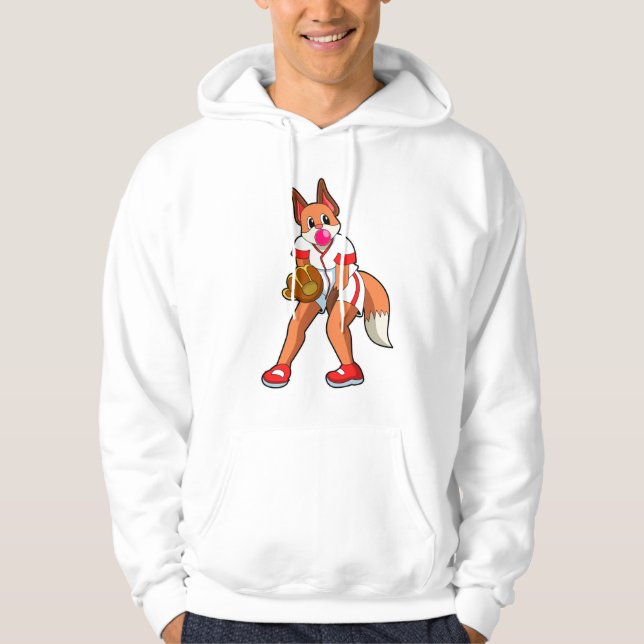 Fox at Baseball with Baseball glove Hoodie (Front)