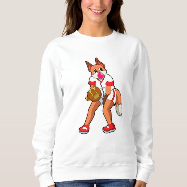 Fox at Baseball with Baseball glove Sweatshirt (Front)