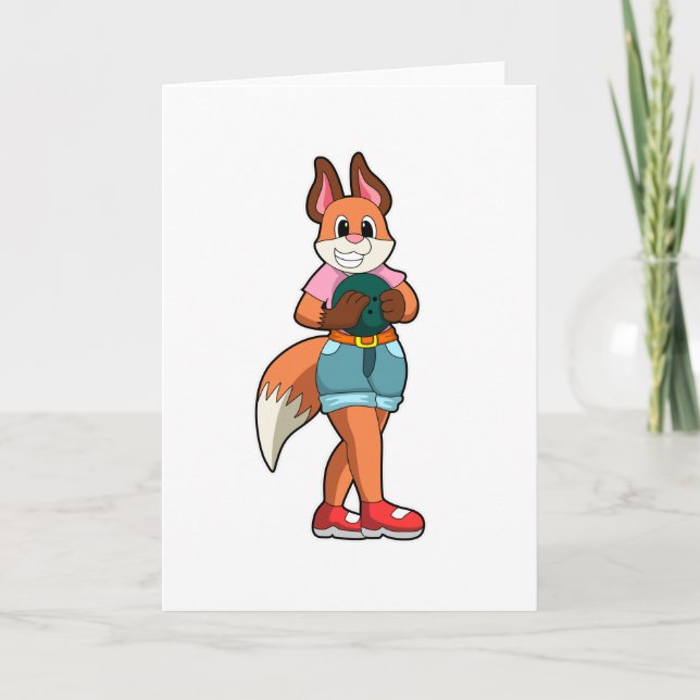 Fox at Bowling with Bowling ball Card (Front)
