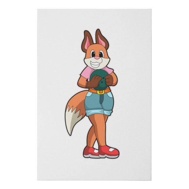 Fox at Bowling with Bowling ball Faux Canvas Print (Front)