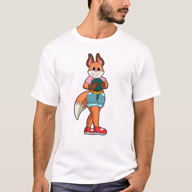 Fox at Bowling with Bowling ball T-Shirt (Front)