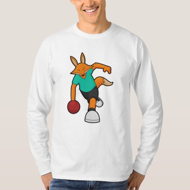Fox at Bowling with Bowling ball T-Shirt (Front)