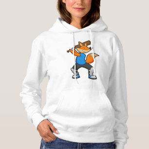 Fox at Cricket with Cricket bat Hoodie