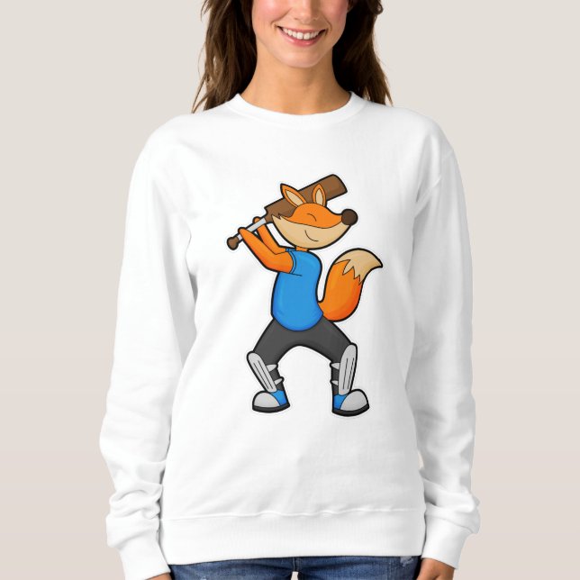Fox at Cricket with Cricket bat Sweatshirt (Front)