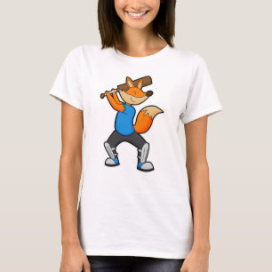 Fox at Cricket with Cricket bat T-Shirt