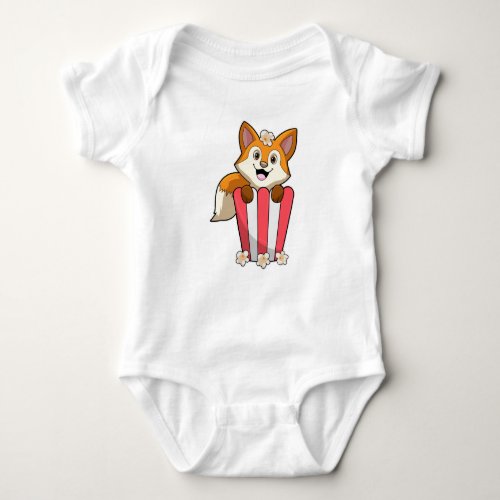 Fox at Eating with Popcorn Baby Bodysuit