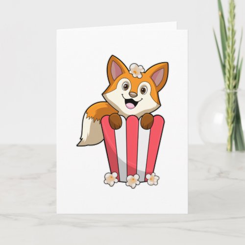 Fox at Eating with Popcorn Card